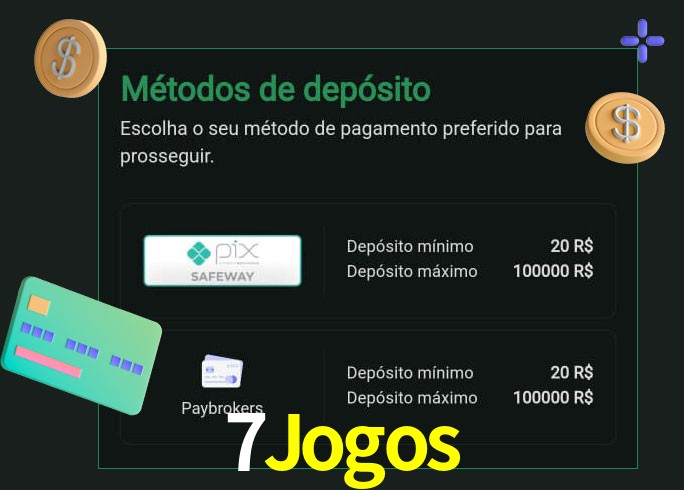 O cassino 7Jogos oferece uma grande variedade de métodos de pagamento